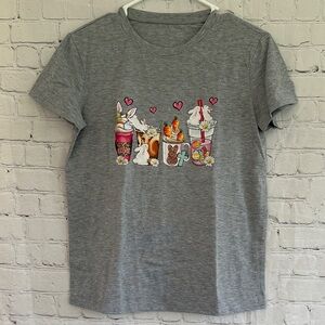 NWT Gray Bunny & Treats Graphic Tee